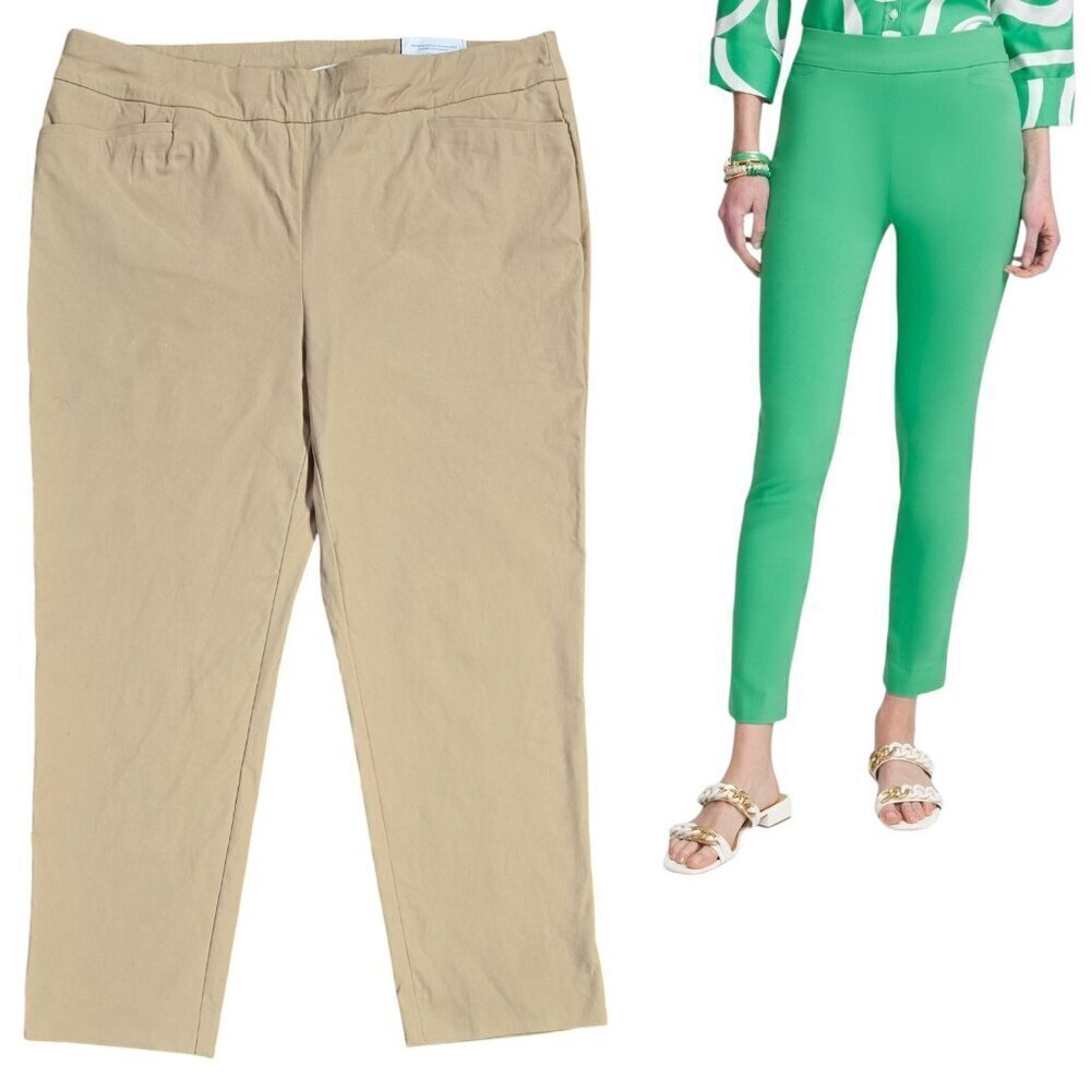 Chico's NWT Brigitte 360 Camel Tan Slim Ankle Pants Pull On Pockets Office